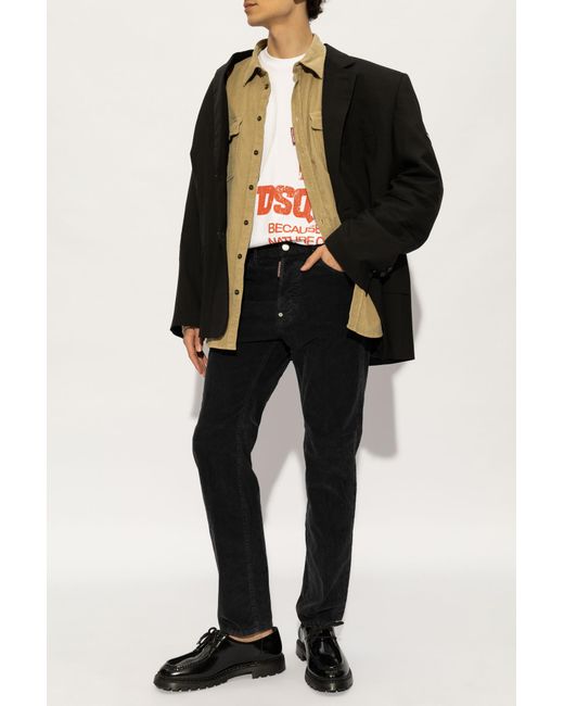 DSquared² Black Straight-Leg Corduroy Trousers for men