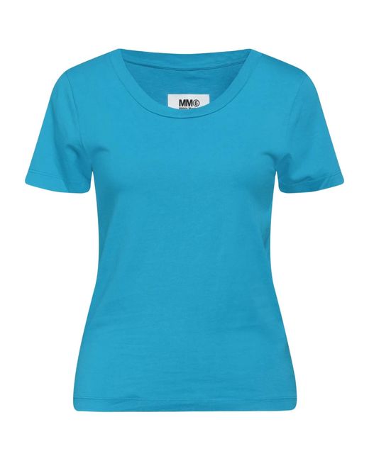 MM6 by Maison Margiela Blue Solid Color Minimalist T-Shirt
