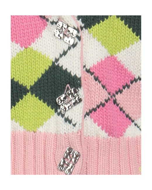 Ganni White Geometric Pattern Knitted Top