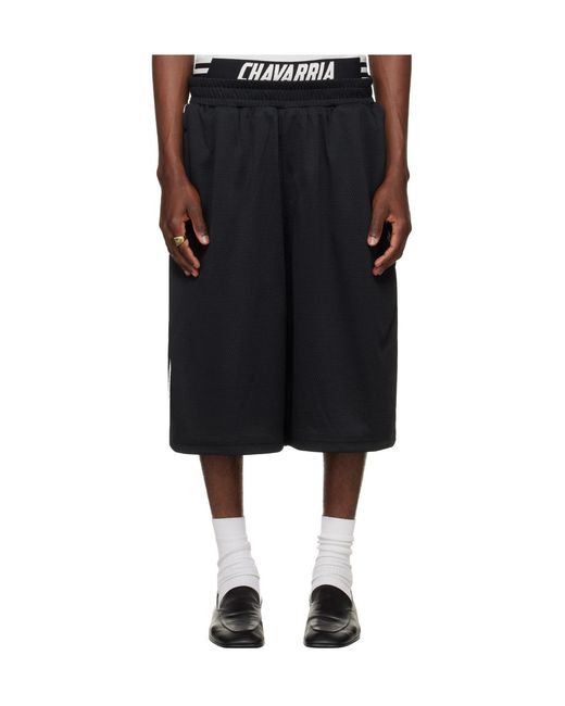 ADIDAS X WILLY CHAVARRIA Black X Adidas Originals Embroidered 3-Stripes Shorts for men