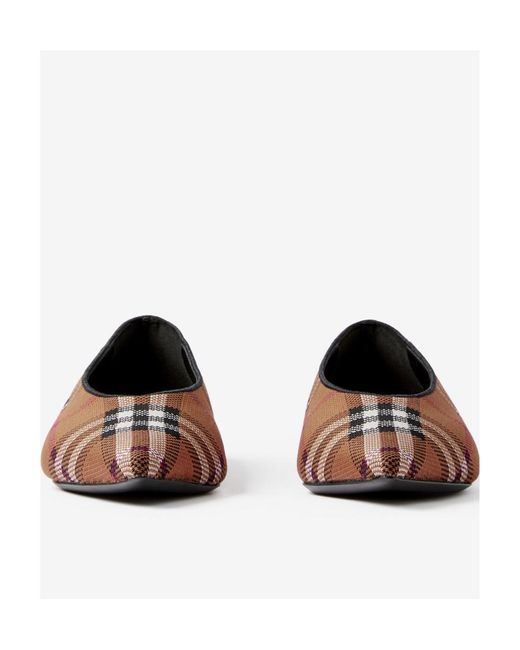 Burberry Brown Vintage-Check Pointed-Toe Ballerina Shoes