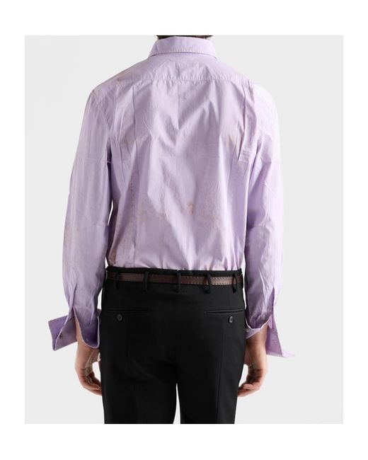 Prada Purple Cotton Shirt for men