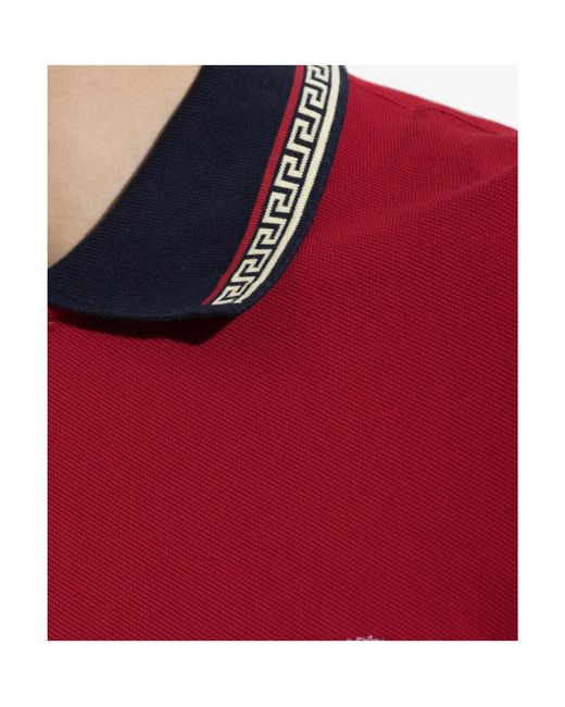 Versace Greca-Trim Embroidered Polo Shirt for men