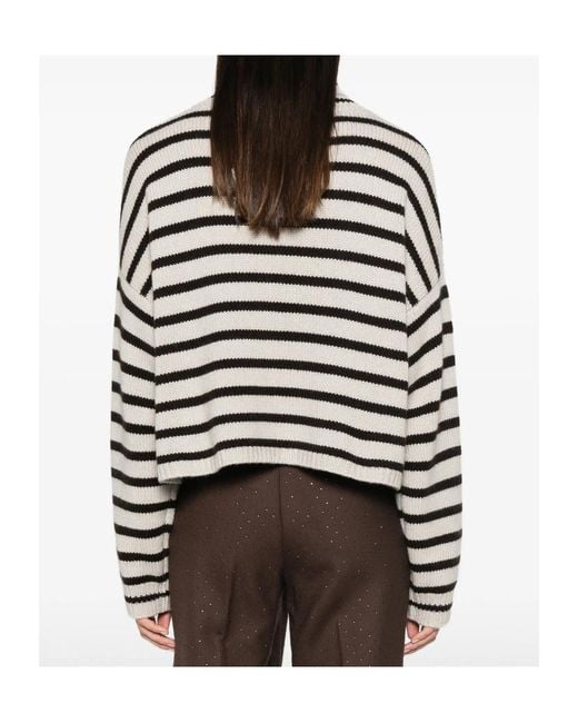 Lisa Yang Black Long-Sleeved Striped Sweater