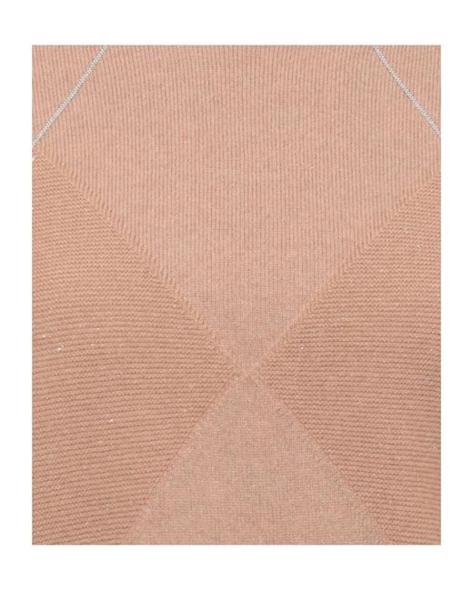 Peserico Brown Beaded Diamond Ribbed Jumper