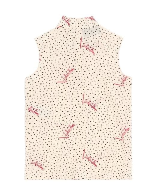 Valentino Natural Plus De Pois Crepe De Chine Bubble Top