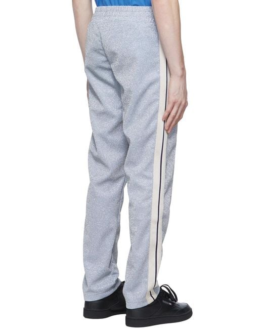 Palm Angels Blue Metallic Logo-Embroidered Track Pants for men