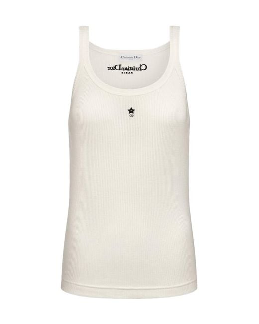 Dior White Iviera Cropped Tank Top