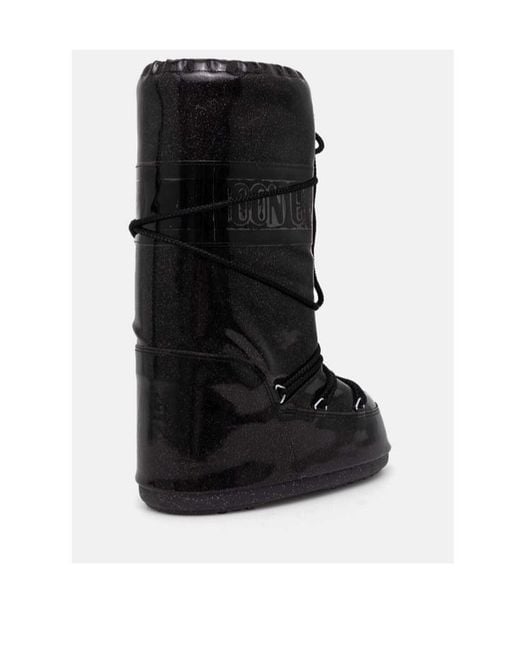 Moon Boot Black Icon Glitter Padded Snow Boots for men