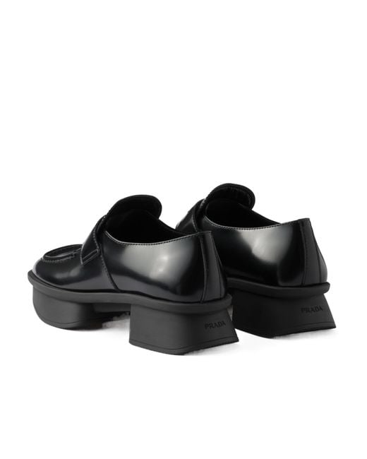 Prada Black Equal Low-Block Heeled Loafers