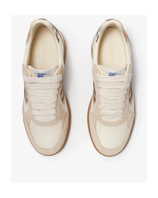 Burberry White Terrace Check Low-Top Sneakers