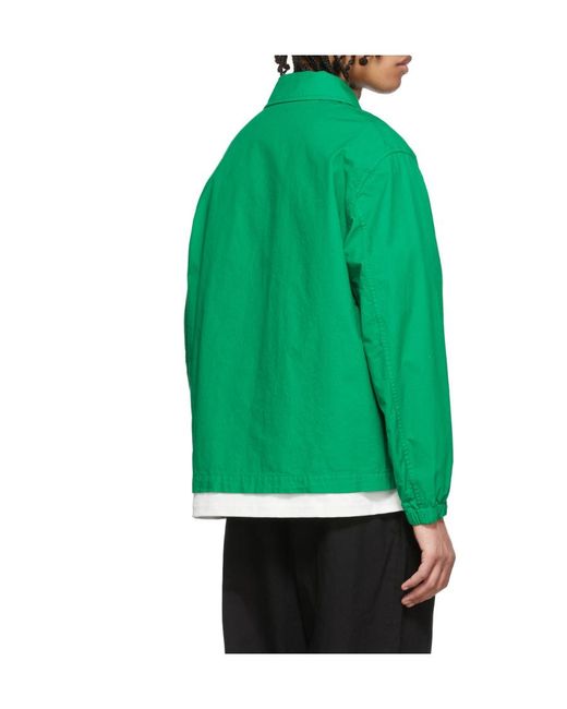 Jil Sander Green Zip-Up Cotton Jacket for men