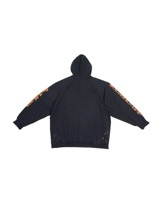 Balenciaga Blue Felpa Con Cappuccio Metal Hoodie Oversized Da Uomo for men