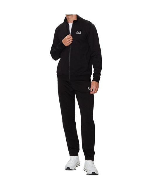 EA7 Black Zip-Up High Neck Sweatshirt for men