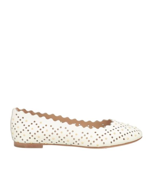 Chloé White Round-Toe Loafers