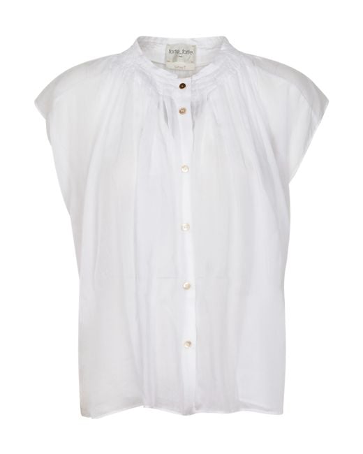 Forte_forte White Stand Collar Shirt
