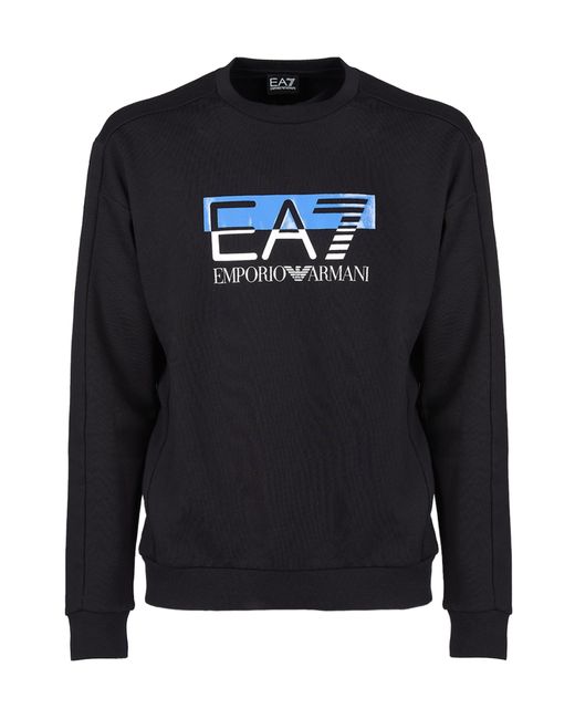EA7 Black Logo Loop-Over Sweater for men