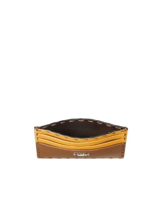 Fendi Orange Selleria Card Case for men