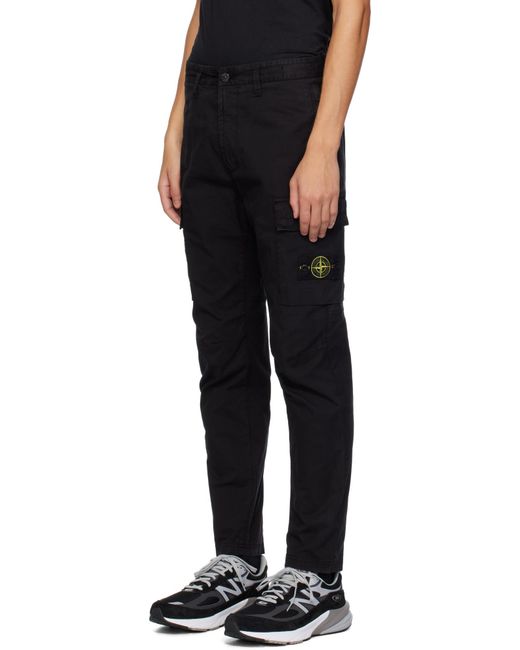 Stone Island Black Logo Patch Cargo Pants for men