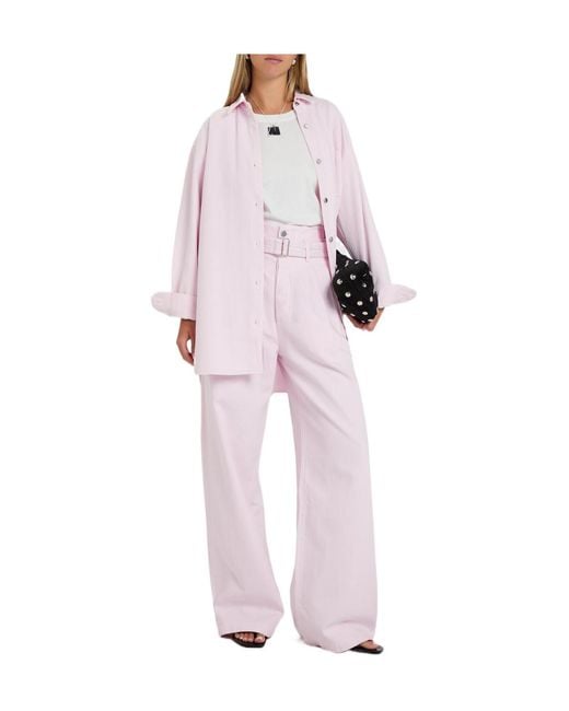 Agolde Pink Belted Wide-Leg Jeans