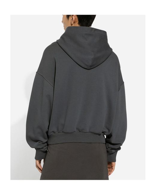 Dolce & Gabbana Gray Logo Printed Cropped Hoodie for men