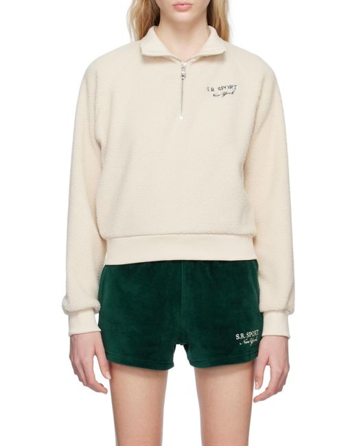 Sporty & Rich Natural Embroidered-Logo Fleece Sweatshirt for men