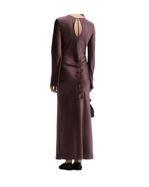 By Malene Birger Purple Parisa Maxi Petal-Appliqué Flared-Sleeve Dress