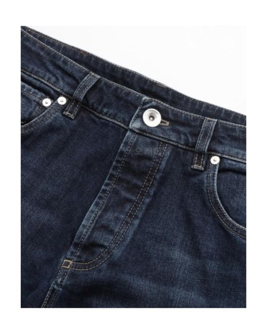 Brunello Cucinelli Blue Comfort Cotton Denim Leisure-Fit Five-Pocket Trousers for men