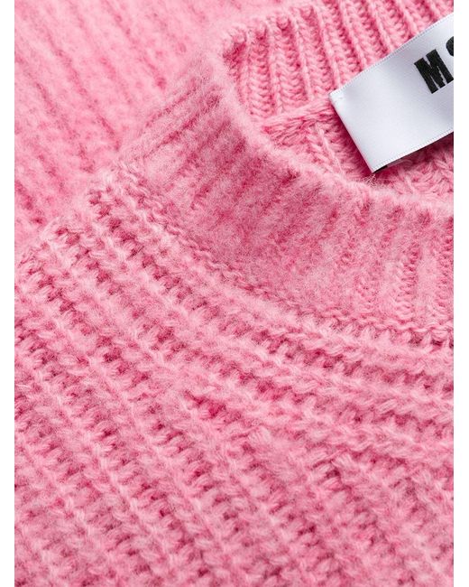 MSGM Pink Embellished Diamond Effect Sweater
