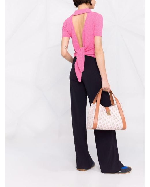 Lanvin Pink Mother And Child Graphic-Print Tote Bag