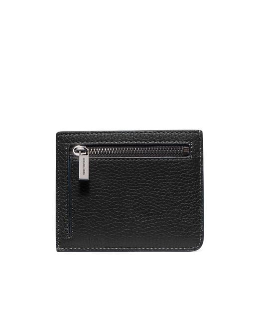 Michael Kors Black Hudson Pebbled Leather Card Case for men