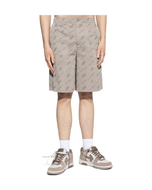Off-White c/o Virgil Abloh Gray Button Detailed All-Over Patterned Shorts for men