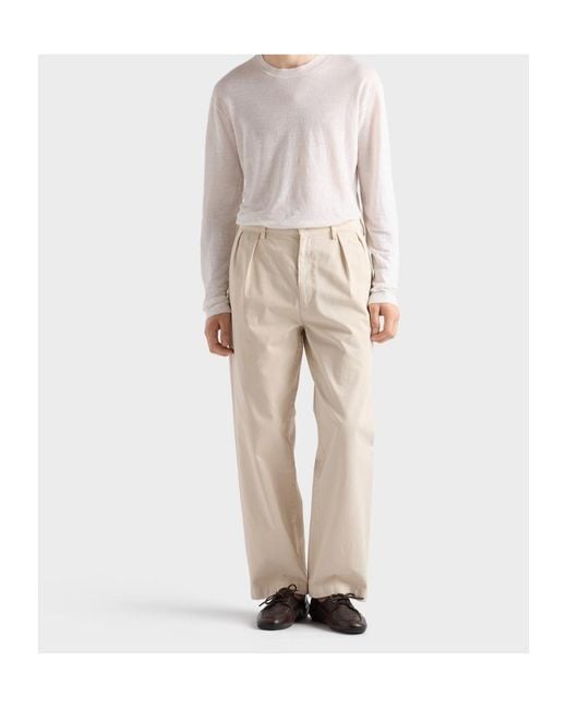 Prada Natural Regular Cotton Pants for men