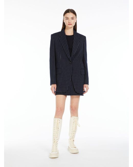 Max Mara Blue Striped Single-Breasted Jaclet