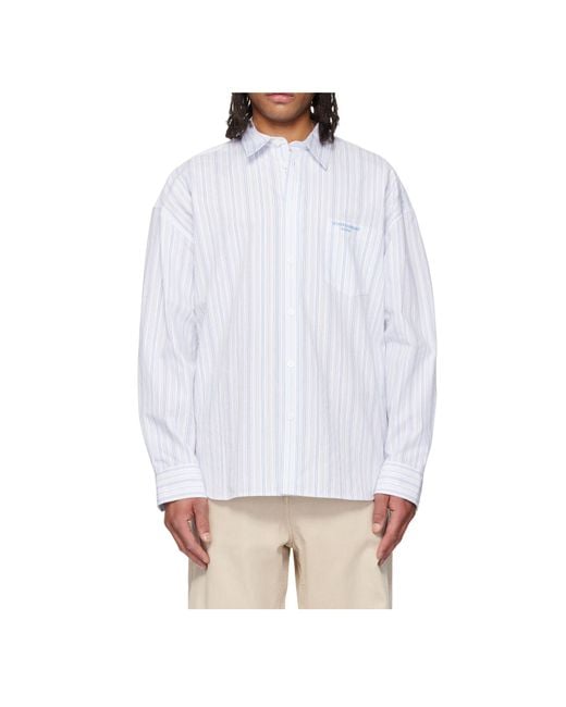 Wooyoungmi White Long-Sleeved Striped Shirt for men