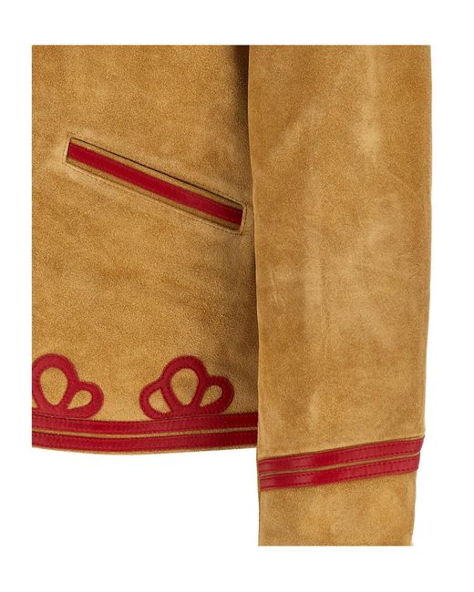 Bode Brown Trefoil Long-Sleeved Leather Jacket for men