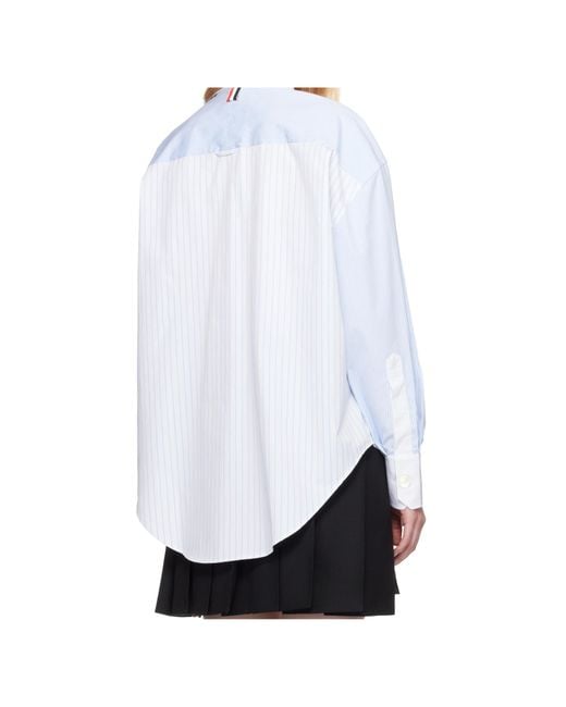 Thom Browne White Pinstriped Poplin Shirt