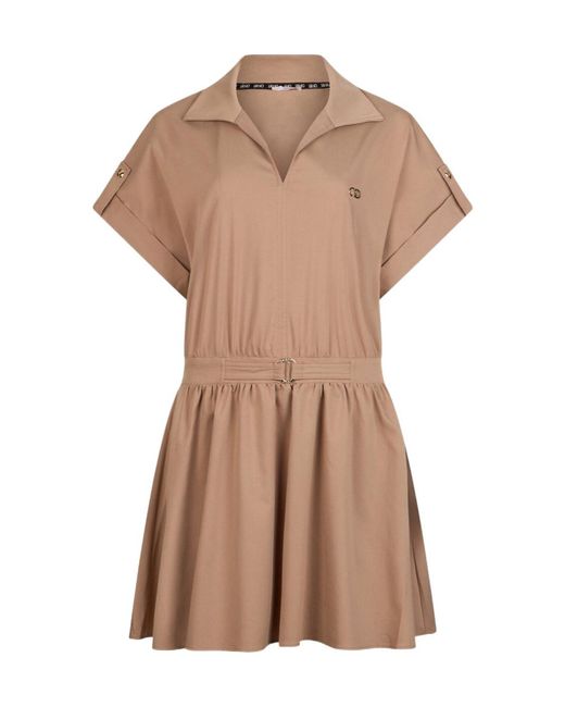 Liu Jo Brown Better V-Neck Mini Dress