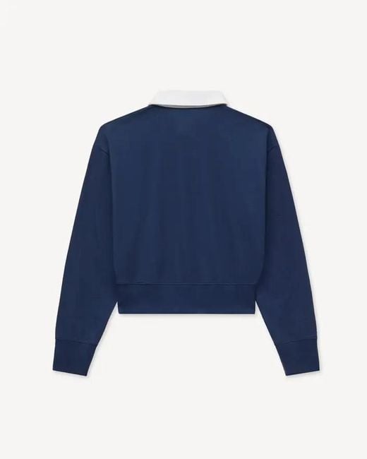 KENZO Blue Varsity Embroidered Long Sleeve Polo Shirt