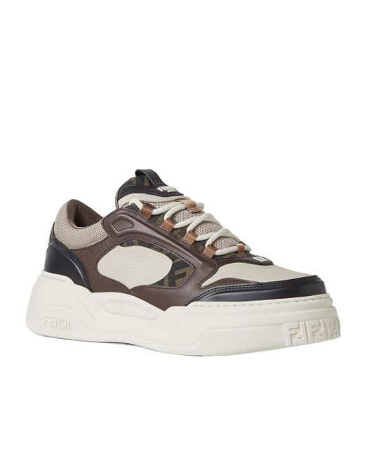Fendi Gray Force Lace-Up Sneakers for men