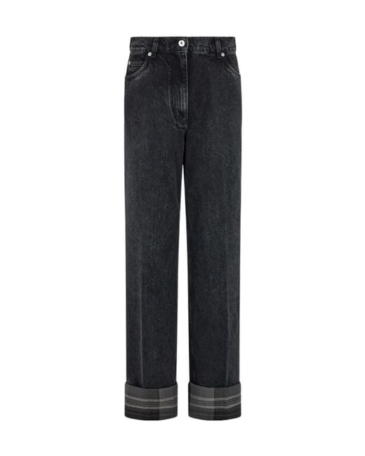 Ferragamo Blue Ferragamo Straight-Leg Turn-Up Jeans