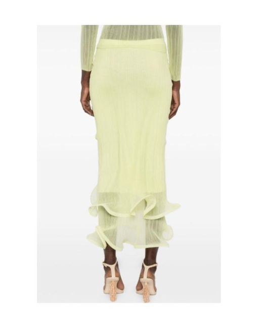 Jonathan Simkhai Yellow Midi Skirt With Ruffled Hem