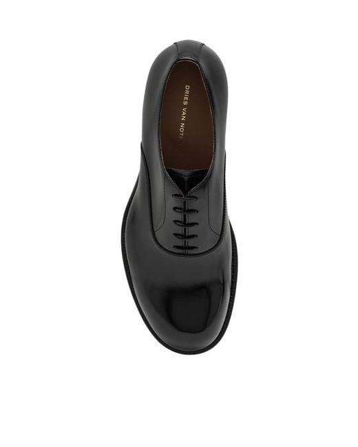 Dries Van Noten Black Almond-Toe Lace-Up Shoes for men