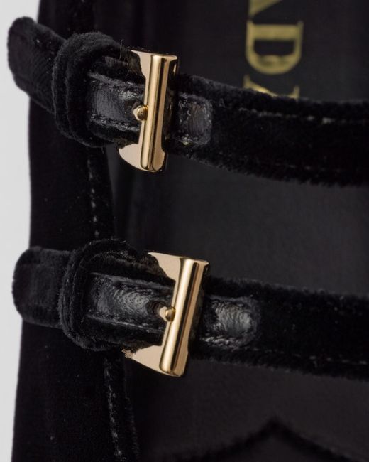 Prada Black Almond-Toe Velvet-Finish Ballerina Shoes