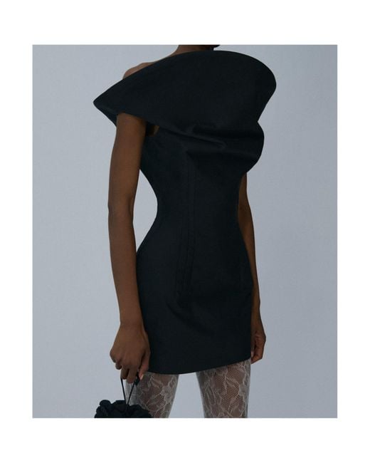 Magda Butrym Sculpted Cotton Mini Dress in Black | Lyst