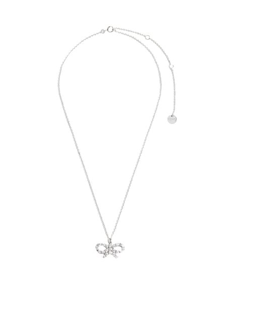 Self-Portrait White Butterfly Pendant Knot Necklace