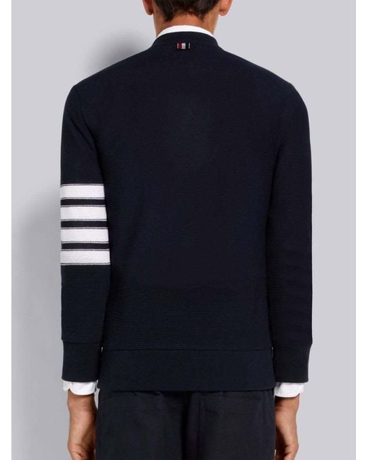 Thom Browne Blue 4-Bar Stripe Cardigan for men