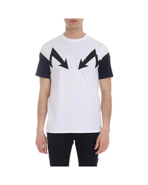 Neil Barrett White Lightning Pattern T-Shirt for men