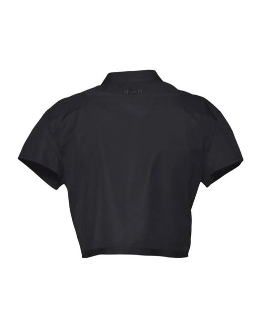 MSGM Blue Cropped Ruffled Shirt