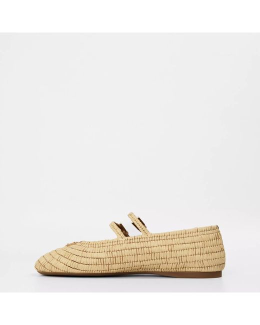 Prada Natural Rafia Woven Ballet Pumps
